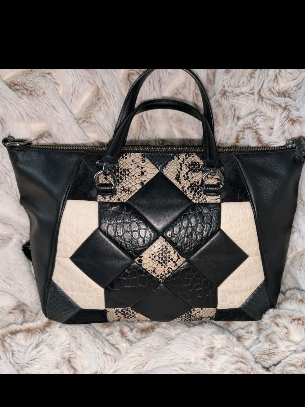 Limited edition 2016 Coach Canyon Quilt Primrose Satchel Exotic Leather